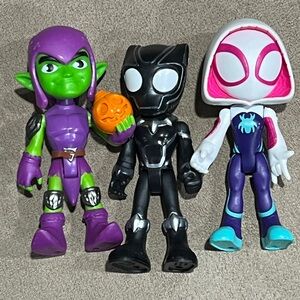 Marvel Spidey & Friends Ghost Spider Green Goblin Black Panther lot of 3 figures